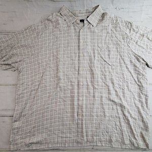 Zante Luxury Italian Beige Checkered SS Silk Blend Button Down Shirt Men 4X NWOT
